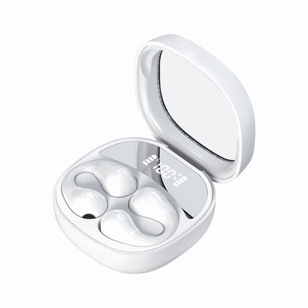 Wireless Headset with LED Display, Stereo Ear Clip Noise Canceling Waterproof USB-C Headset with Microphone for iPhone Android iOS.