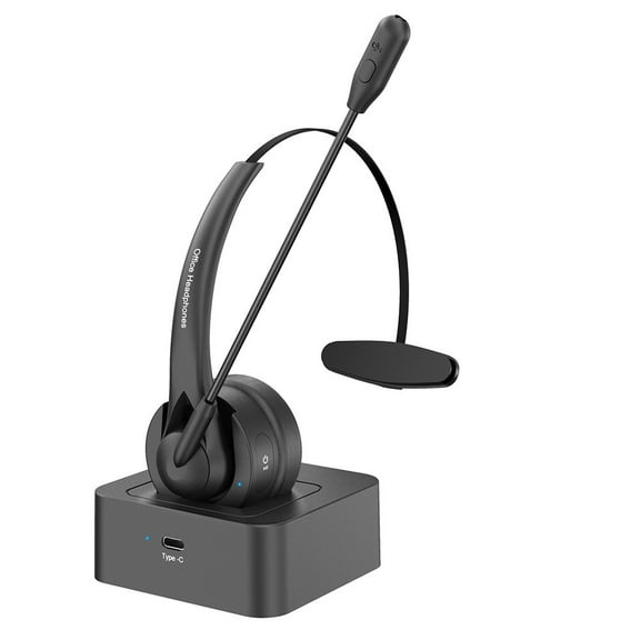 Wireless Headset with Mic: 65H Worktime, Noise Cancell ing & Mute Button