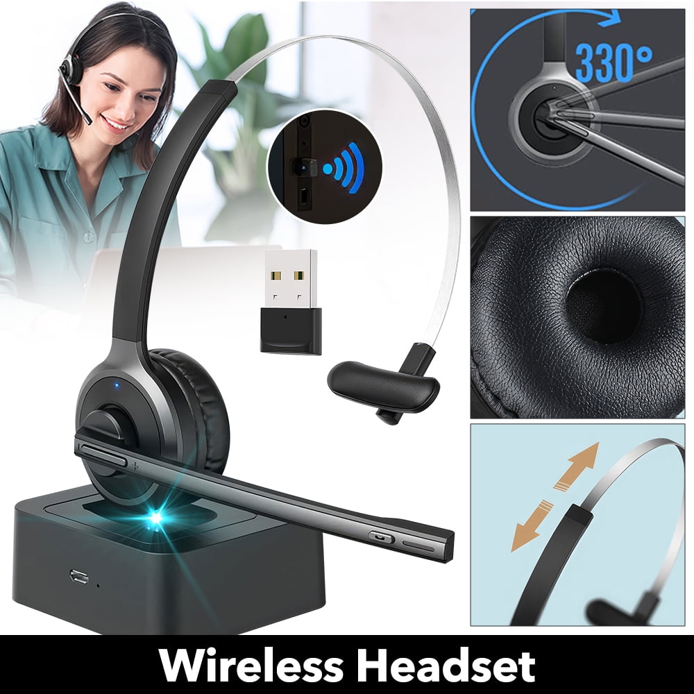 Wireless Headset with Microphone for PC, Wireless Headset with USB