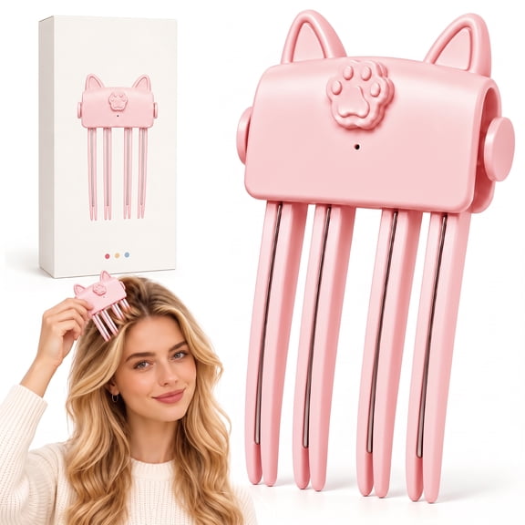 1PCS Wireless Heated Root Volumizer Hair Clip, Electric Roots Lifter Comb for Fine & Flat Hair, Pink