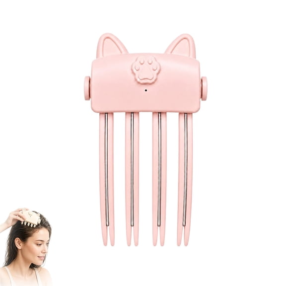 Wireless Heated Volumizing Root Lift Clip for Flat Fine Hair, Portable Travel Crown Lifting Volumizer Styling Tool, Type-C Rechargeable Quick Volume Comb with 2 Heat Settings,Pink