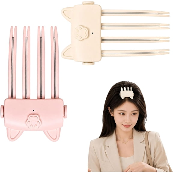 Wireless Heated Volumizing Root Lift Clip for Flat Fine Hair ,Portable Travel Crown Lifting Volumizer Styling Tool Type-C Rechargeable Quick Volume Comb with 2 Heat Settings
