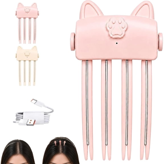 Wireless Heated Volumizing Root Lift Clip Volume Clips | Heated Hair Clip, Root Lifting Tool, Portable Travel Hair Styling Tool, Hair Volume Clip for Hair Crown and Bang Styling (Pink)