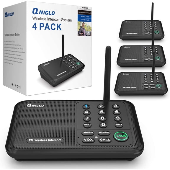 Wireless for Home, Home Intercom System Wireless, 5280 Feet Long Range House Intercom System for Business, Two Way Wireless for Office, Wireless Room Monitor LD666-4P
