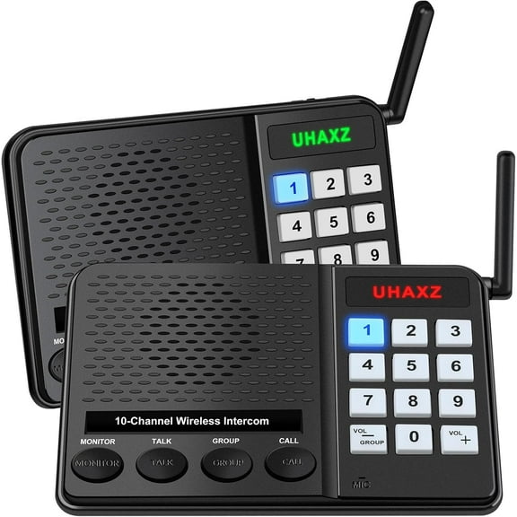 Wireless for Home, Long Range Wireless Intercom 6000ft, for Home with Group Call, Clear Sound, 8 Volume Levels Intercom System for House Business Office Elderly(2 Packs)