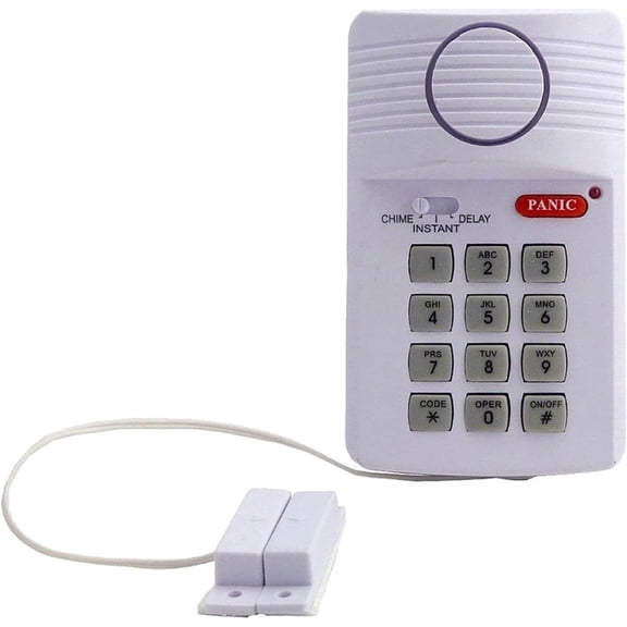 Wireless Home Security Burglar Alarm Garage Shed Caravan Defender with Keypad, Fit for Door Window, Powered by 3 x AA Battery (Not Included)