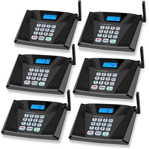 Wireless for Home, Upgraded 5300ft Intercom 9 Channel 2 Code, Full Duplex Hands Free Talk Wireless Intercom System for Home Elderly Office with Auto Answer(6Packs, Black)