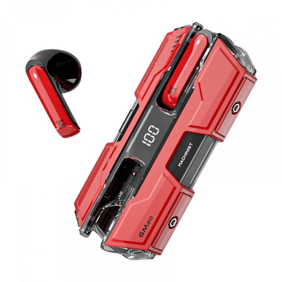 Wireless In-Ear TWS Gaming Earbuds, Hi-Fi Drivers, Dual Mode for Gaming & Music, LED Battery Indicator, Type-C Charging-Red