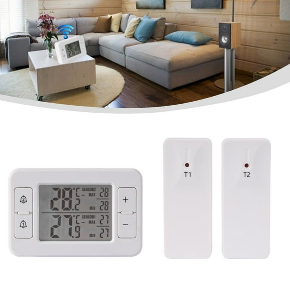 Wireless Indoor Outdoor Digital Thermometer with 2 Remote Sensors for Home,Refrigerator,Freezer,Wine Cellar,100m Range