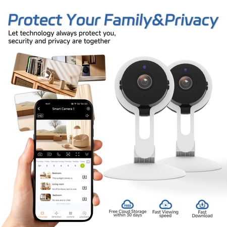 Wireless Indoor Security Camera 1296P, Mini WiFi Bullet Camera with Motion Detection, Alerts, Two-Way Talk & 24/7 Recording for Home/Pet/Baby/Outside Surveillance