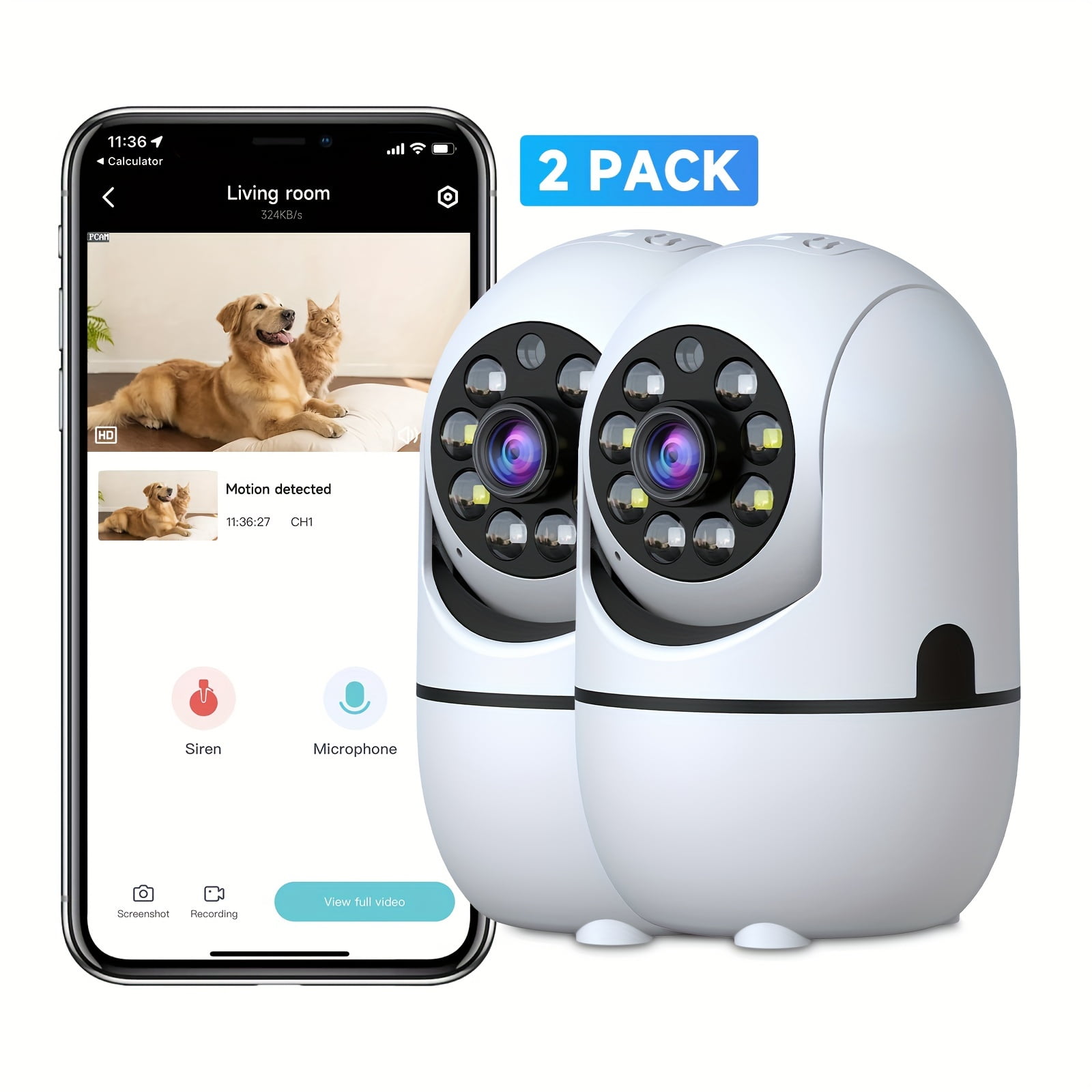 Wireless Indoor Security Camera 355° Pan Tilt, 2.4G/5G WiFi, Color Night Vision, Motion Detection, 2-Way Audio, Cloud/SD Storage, Alexa, Baby Pet Monitor, Gift for Home Safety