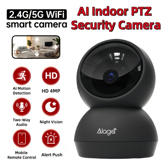 Wireless Indoor Surveillance Camera System, Featuring 2.4G/5G Wifi Connectivity, Motion Detection, 2K Infrared Night Vision, a 355 Panoramic View, And Smartphone App Control, Ideal for Home Security