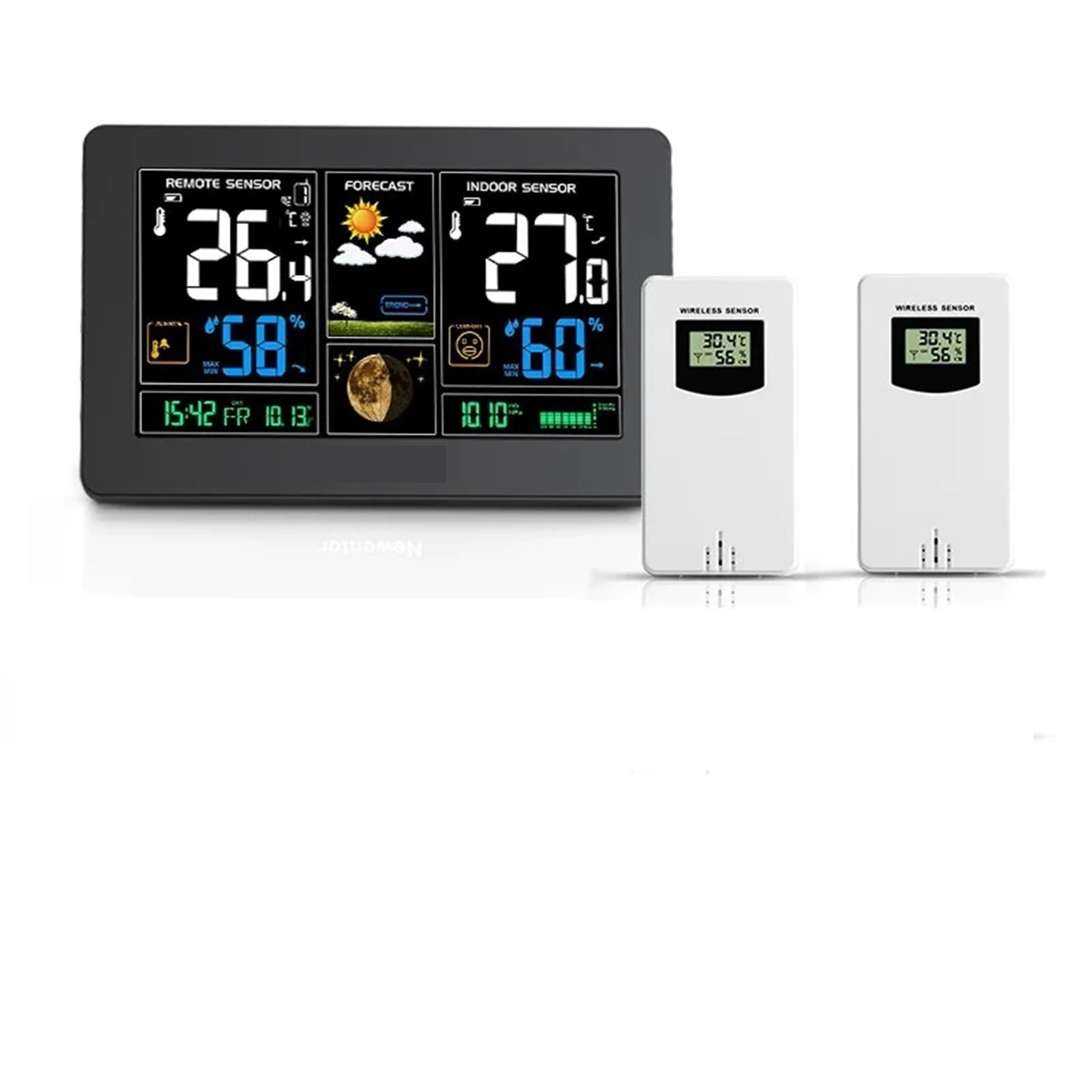 Wireless Indoor Weather Station Digital Thermometer Hygrometer Table Alarm Clock Temperature Humidity Sensor Weather Forecast ,Excellent Visual Experience