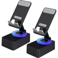 thumbnail image 1 of Wireless Induction Audio Bluetooth Speaker, 2024 Upgraded Wireless Cell Phone Stand with Induction Speaker/Power Bank/Atmosphere Light, with Colorful Ambient Light 300° Foldable (2Pcs-Black), 1 of 10