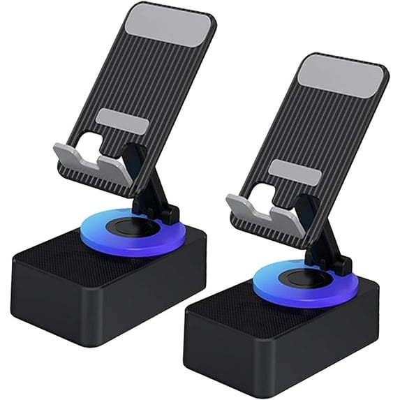 Wireless Induction Audio Bluetooth Speaker, 2024 Upgraded Wireless Cell Phone Stand with Induction Speaker/Power Bank/Atmosphere Light, with Colorful Ambient Light 300° Foldable (2Pcs-Black)