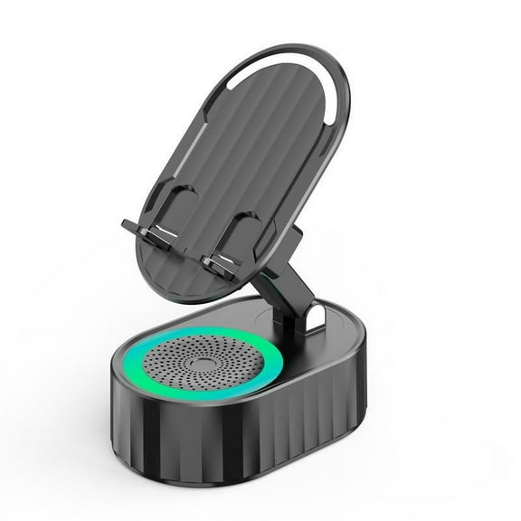 Wireless Induction Audio Bluetooth Speaker 5 in 1 Phone Holder Emergency Charging (3000mAh) USB Portable Power Bank Smartphone Tablet Holder with Color Atmosphere Light Gift
