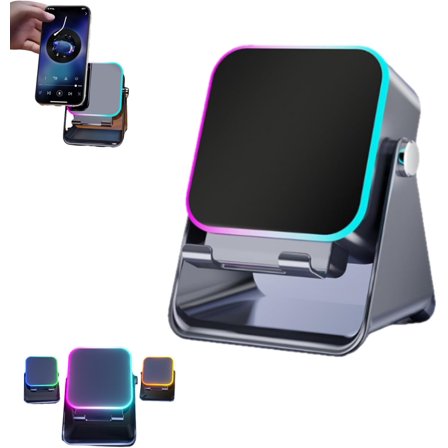 Wireless Induction Audio Speaker Stand, 5-in-1 Wireless Induction Bluetooth Speaker with Adjustable Phone Stand, Wireless Induction Bluetooth Speaker, Magic Induction Speaker (A)