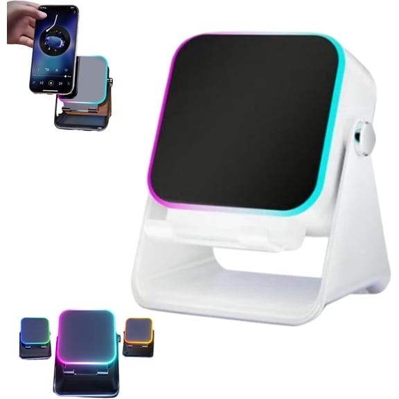 Wireless Induction Audio Speaker Stand, 5-in-1 Wireless Induction Bluetooth Speaker with Adjustable Phone Stand, Wireless Induction Bluetooth Speaker, Magic Induction Speaker (B)