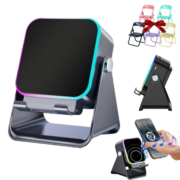 Wireless Induction Bluetooth Speaker, Phone Holder Charger, RGB Lighting Effects, Adjustable Stand , Gadgets Gifts for Men Women