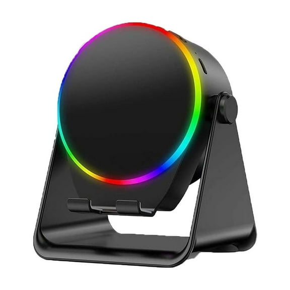 Wireless Induction Speaker, 4 in1 Bluetooth Speaker Phone Stand with Colorful Ambient Light, 360° Rotation Compatibles with iPhones/Android/iPads/Samsungs Galaxys