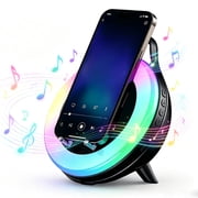 Wireless Induction Speaker, 5 in 1 Bluetooth Speaker with Cell Phone Stand, Wireless Charging, HD Stereo Sound, Colorful Ambient Light, Compatible with Iphone/Android/Ipad, Gifts for Men Women