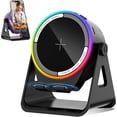 thumbnail image 1 of Wireless Induction Speaker, 5-in-1 Bluetooth 5.3 Phone Stand with 360° Rotation & RGB Ambient Light - Cool Tech Gadgets Gifts for Men Women Dad Mom - Compatible iPhone/Android/iPad/Samsung (Black), 1 of 4