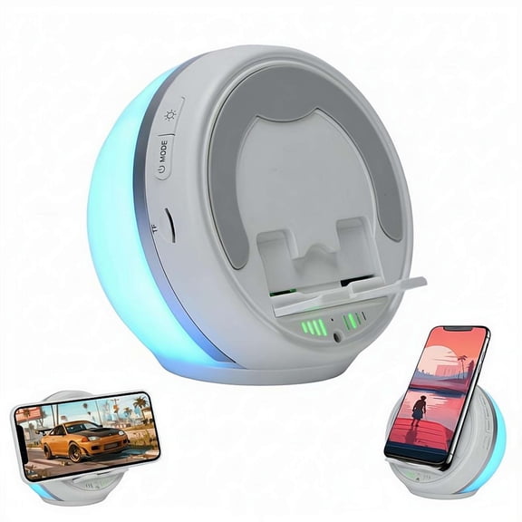 Wireless Induction Speaker Bluetooth Speaker with Phone Stand,Stereo Sound, 2000mAh Rechargeable