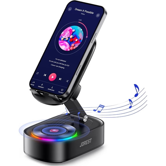 Wireless Induction Speaker Cell Phone Stand with Bluetooth Speaker Valentine's Gifts for Older Men Women Teenage Boy Ampilifer Gadget Foldable iPhone/Ipad Birthday Gift Dad Father