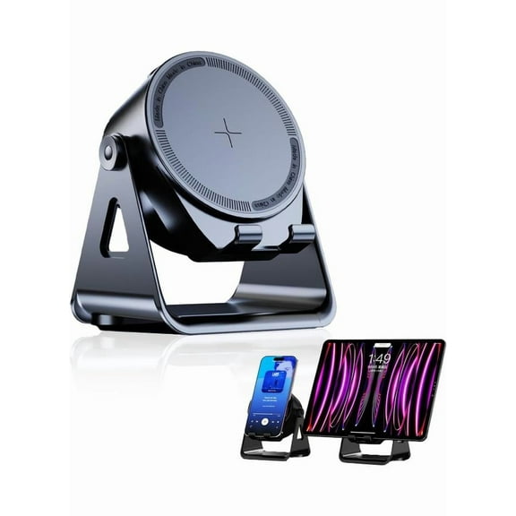 Wireless Inductive Bluetooth Speaker, 4-in-1 RGB Lighting 360 Degree Rotating Phone Holder, Extra Long Standby Time, Support iOS and Android, Home Office, Birthday Gift