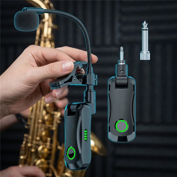 Wireless Instrument Microphone System  Rechargeable 2.4GHz Clip-On Transmitter & Receiver For Saxophone, Violin, Cello & Acoustic Performance