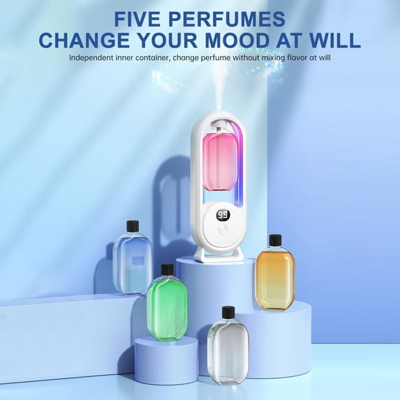 Wireless Intelligent Aromatherapy Diffuser, 50mL Hotel-Grade Scent Sprayer with 5 Mist Levels, 360° Vertical Spray Deodorizer Freshener for Home Office Toilet (24H Cycle Atomization)