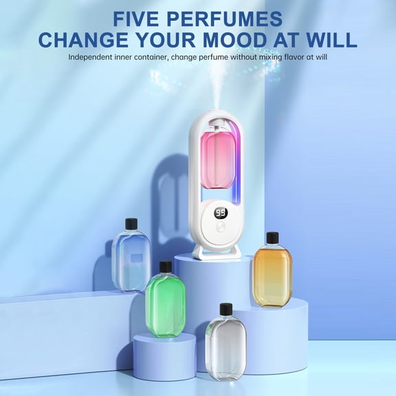 Wireless Intelligent Aromatherapy Diffuser, 50mL Hotel-Grade Scent Sprayer with 5 Mist Levels, 360° Vertical Spray Deodorizer Freshener for Home Office Toilet (24H Cycle Atomization)