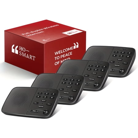 Wireless Intercom System, Full-Duplex Two-Way Real-Time Home Intercom with 1200ft Range, Clear Sound for House or Business (915MHz, 2/3/4 Packs)