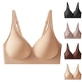 thumbnail image 1 of Wireless Jelly Bras for Women, Full Coverage Push-Up Bras with Adjustable Thin Straps, Support Lift Bra, Soft Feel | VerBelle,Coffee S, 1 of 5