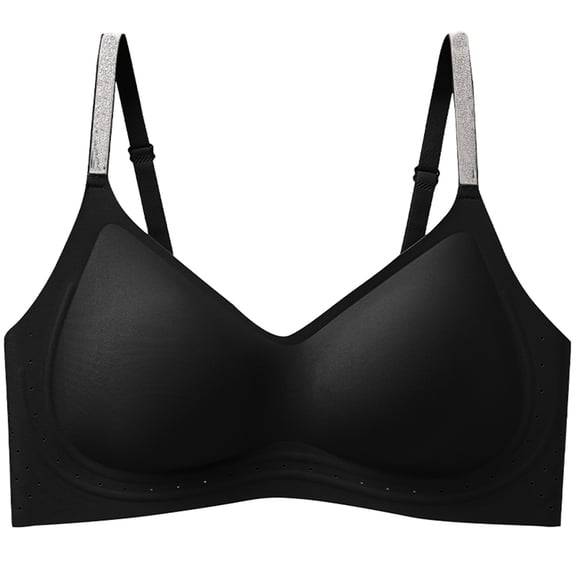 Wireless Jelly Bras for Women Seamless No Underwire Bralettes Full Coverage Push Up Comfrot Tshirt Everyday Bras (Black,XXL)