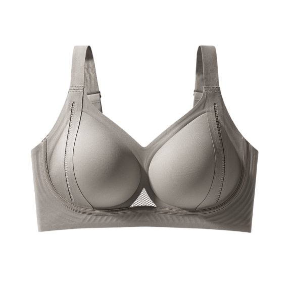 Wireless Jelly Bras for Women Seamless No Underwire Bralettes Full Coverage Push Up Comfrot Tshirt Everyday Bras (Grey,XXXL)
