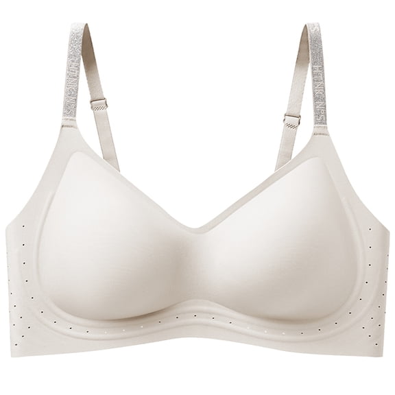 Wireless Jelly Bras for Women Seamless No Underwire Bralettes Full Coverage Push Up Comfrot Tshirt Everyday Bras (White,M)