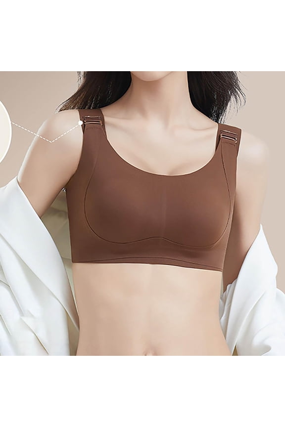 Wireless Jelly Bras for Women Supportive Bras Sexy Comfy Bralette Seamless Tshirt Everyday Bra Gentle Support All-Day Lift Coffee DD