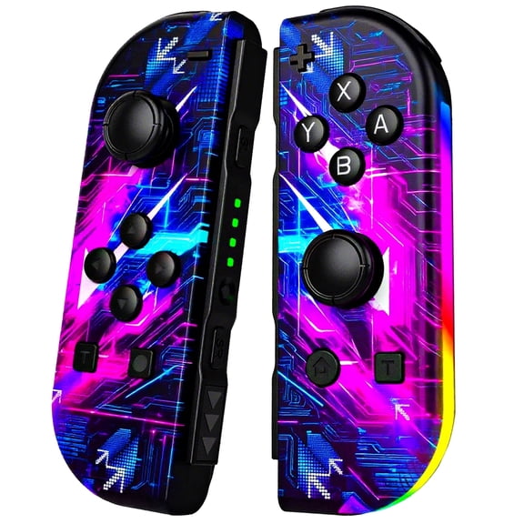 Wireless Joypad Controller for Switch Controller (L/R),Game Controllers Replacement with RGB Lighting,Support Vibration/Motion Control/Wake-up