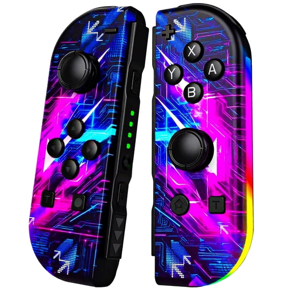 Wireless Joypad Controller for Switch Controller (L/R),Game Controllers Replacement with RGB Lighting,Support Vibration/Motion Control/Wake-up