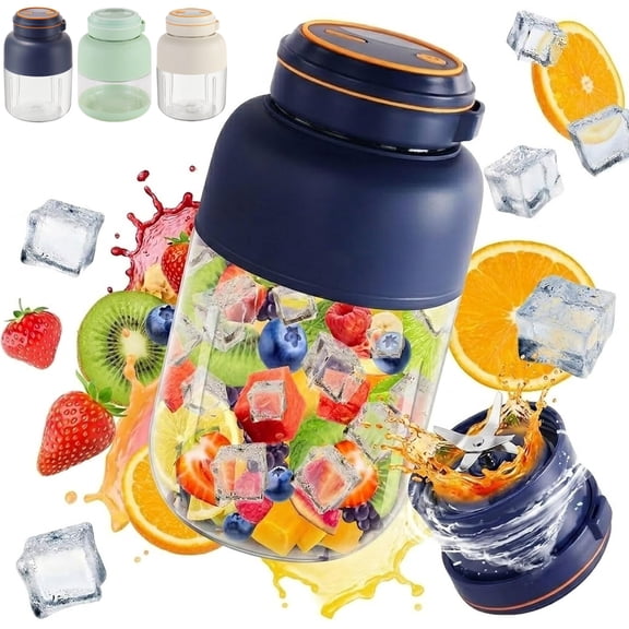 Wireless Juicer Portable Blender Cup Rechargeable Personal Smoothie Maker with Stainless Steel Blades for Shakes Ice Crushing Travel Gym Office Use,Dark Blue-800ml