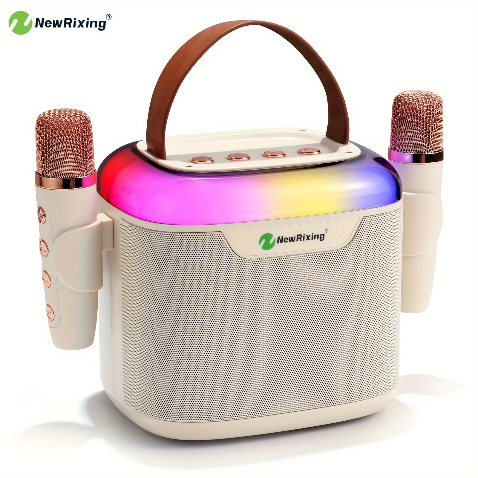 Wireless Karaoke Machine with 2 Mics, 13W Portable Speaker with RGB ...