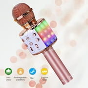 GVIEEVOL Wireless Karaoke Microphone for Kids, 4-in-1 Portable Handheld Karaoke Machine with Voice Disguiser, Perfect for Christmas, Home, and Birthday Parties (Gold)