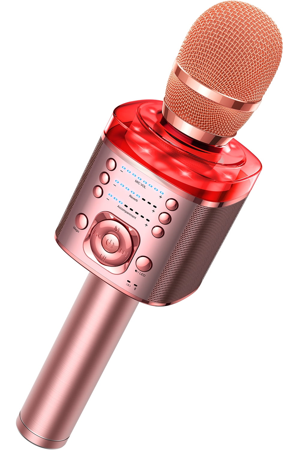 Ledeez Wireless Bluetooth LED Karaoke Microphone Set of 2, Pink 