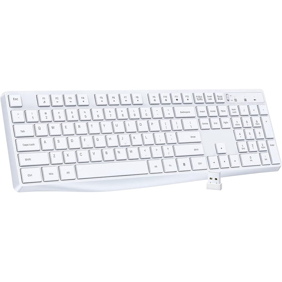 Wireless Keyboard, 2.4G Ergonomic, Computer Keyboard, Enlarged Indicator Light, Full Size PC Keyboard with Numeric Keypad for Laptop, Desktop, Surface, Chromebook, Notebook, Black
