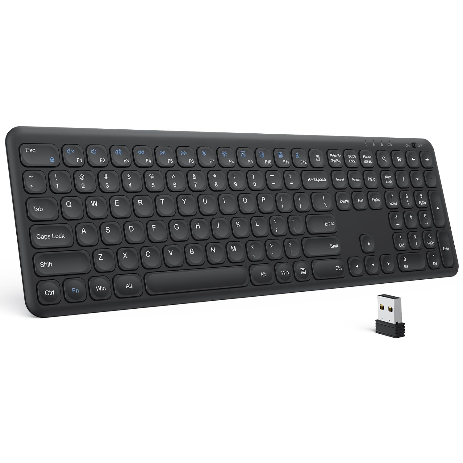 Wireless Keyboard, 2.4G Silent Ergonomic Computer Keyboard, with