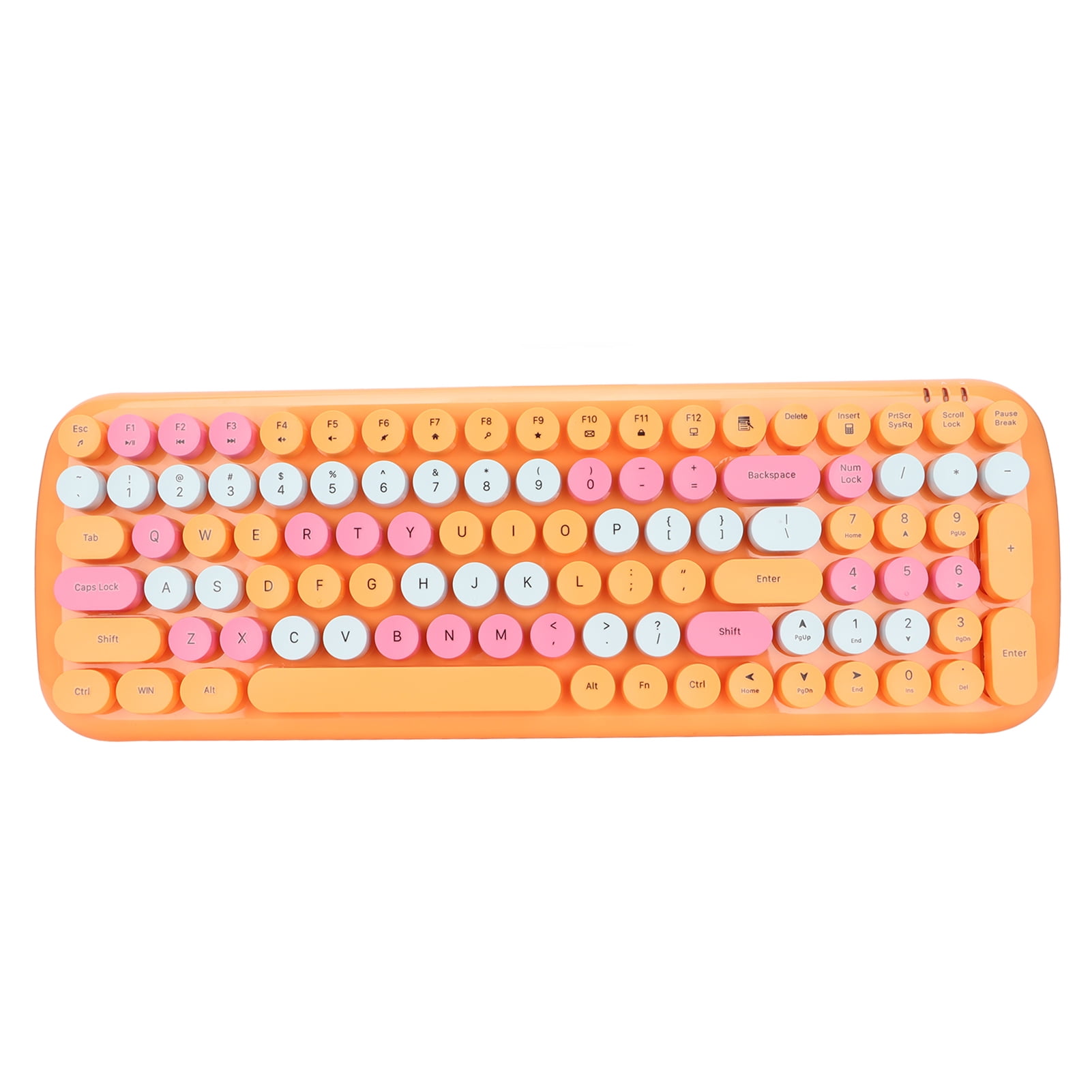 Wireless Keyboard And Mouse Combo, 2.4G Wireless 100 Keys Retro Round