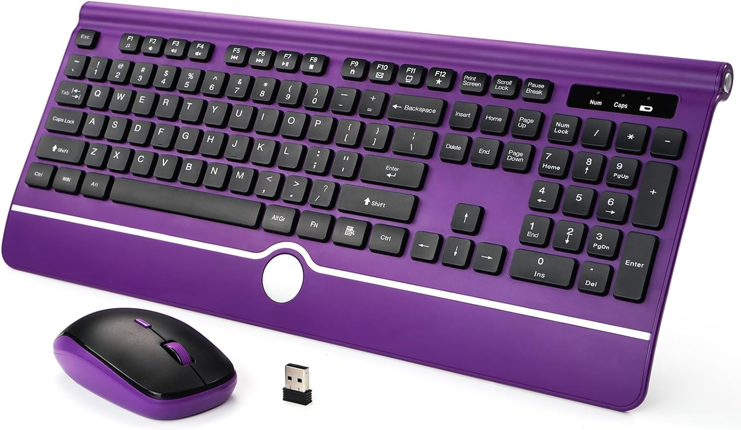 Wireless Keyboard And Mouse, Purple Keyboard And Mouse With Wrist Rest