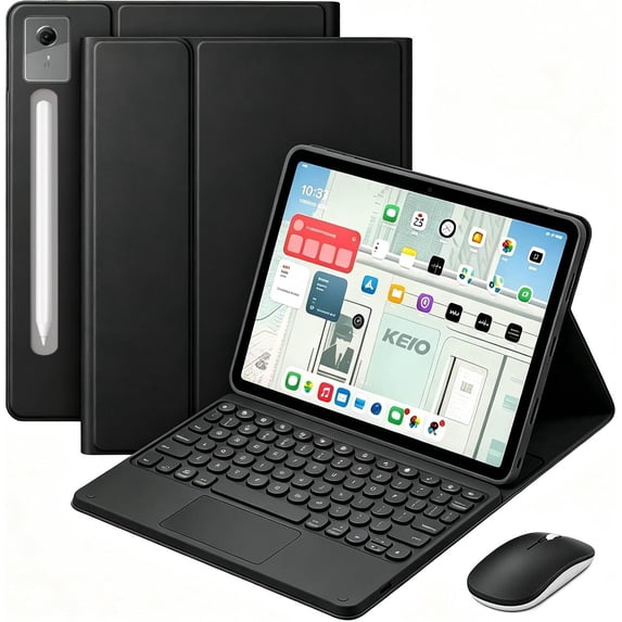 Wireless Keyboard Cover with Trackpad & Mouse for Lenovo Idea Tab Pro 12.7 Inch 2025,Black