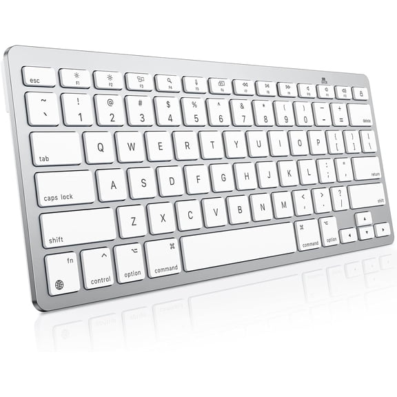 Wireless Keyboard for Mac - Compact Bluetooth Keyboard Designed for Travel, Coffee Shop, Home Office (No Number Pad), with macOS Function Keys, Compatible with MacBook Pro/Air/iMac, Silverwhite
